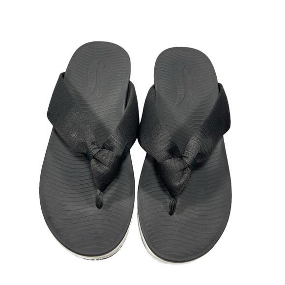 Sketchers Charcoal and White Archfit Sunshine Wedge Flip Flops Womens size 10 - Picture 4 of 9